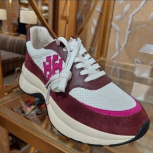 Tory Burch Burgundy and Pink Sneakers